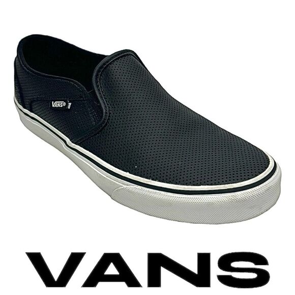 Vans Asher Perforated Women's Slip On Shoes Size 9 Medium Black Pre-Owned - Picture 1 of 12